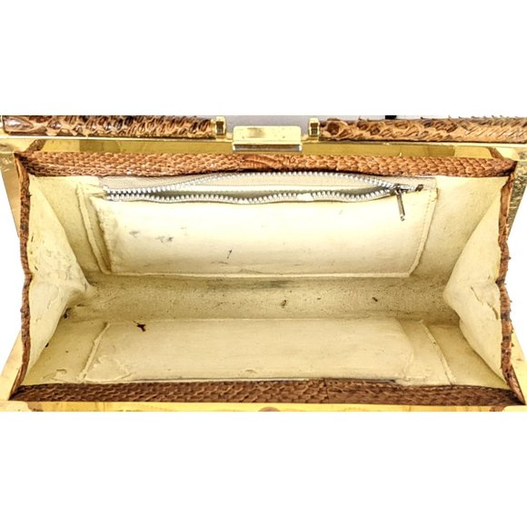 Vintage brown snake skin leather reptile handbag clutch bag - Picture 5 of 5